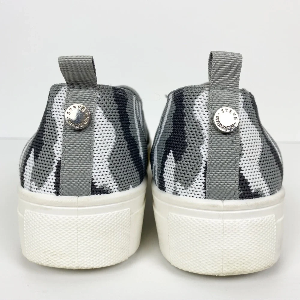 Steve Madden Size 7.5 Maygee Gray Camo‎ Platform Slip On Sneakers